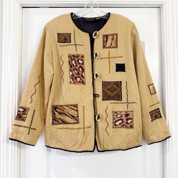 Vintage Julia Kim Artsy Blazer Embroidered Jacket Patchwork Tapestry Size Small - Picture 2 of 8